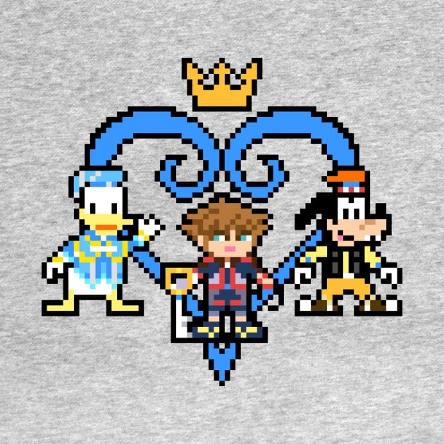 Kingdom Hearts Sora, Donald Duck & Goofy 8-Bit Pixel Art by StebopDesigns